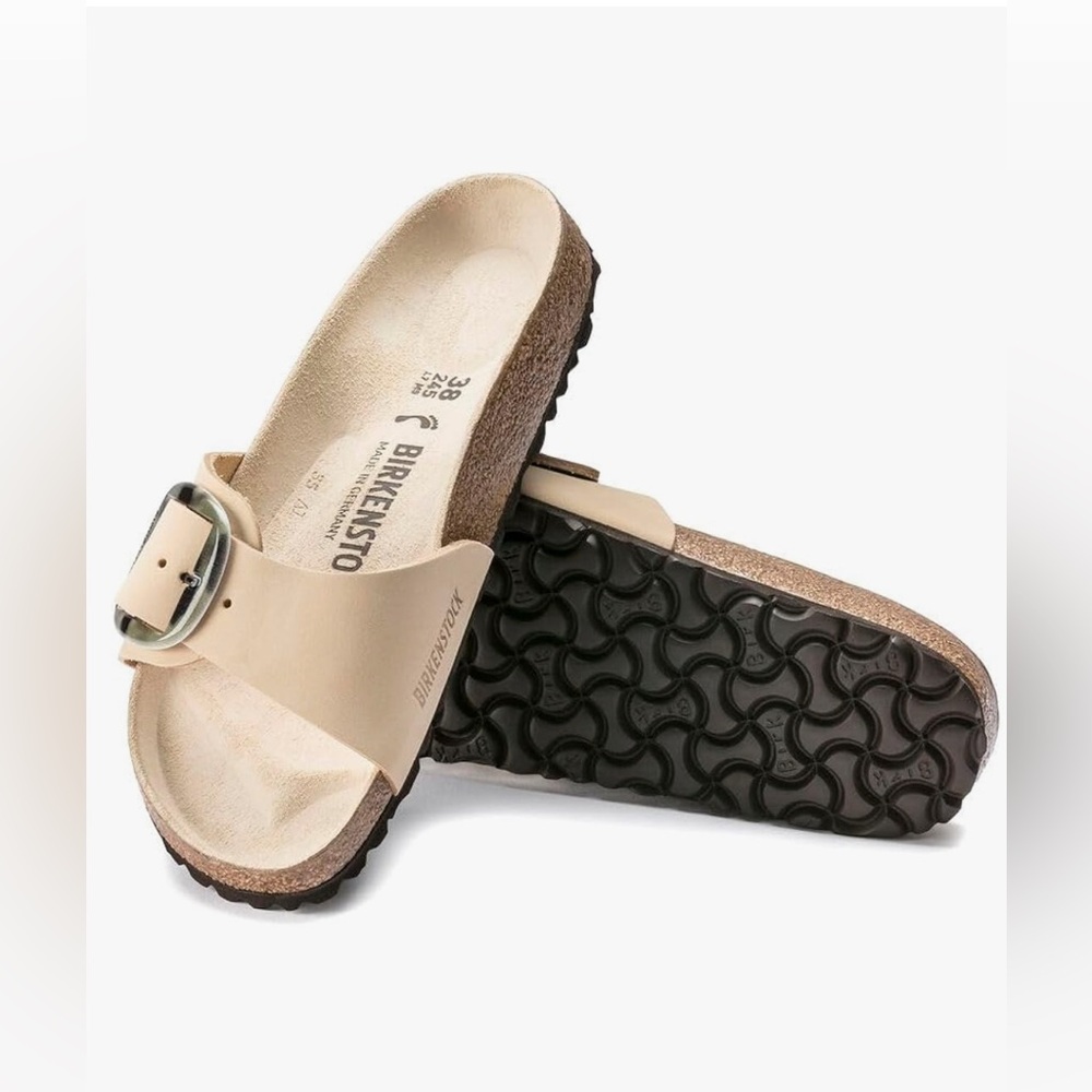 Birkenstock Madrid Big Buckle in Nubuck Leather Almond